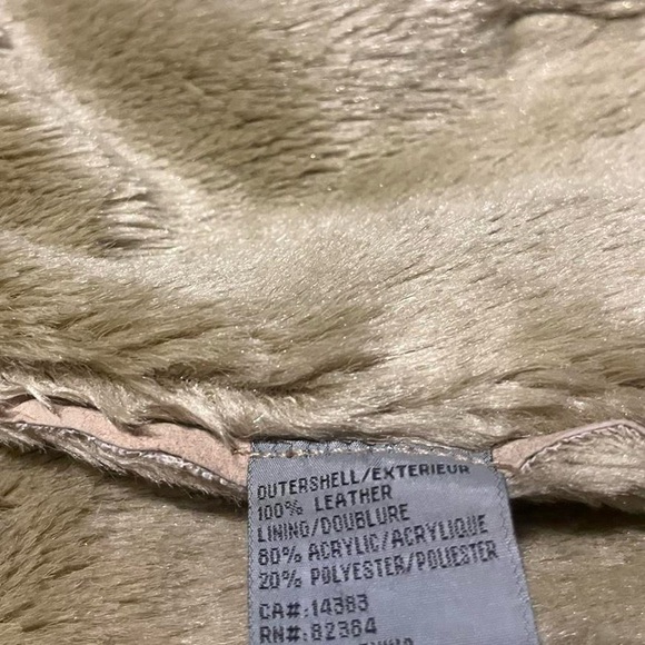 2000s Aldo real leather penny lane long fur trim coat in a tan creamy beige - Picture 7 of 8